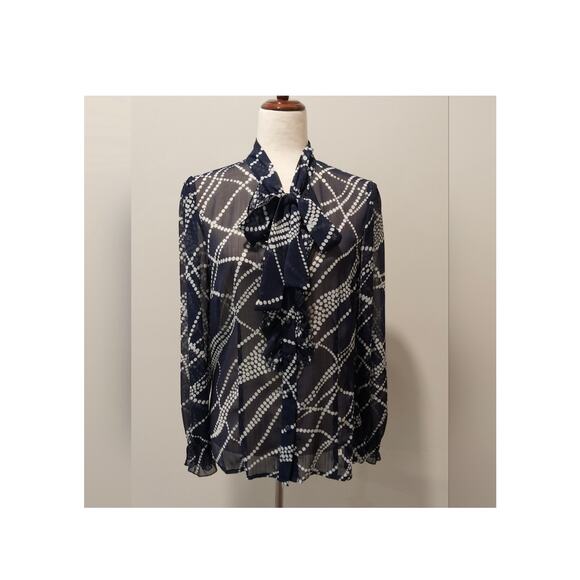 Gorgeous Maurices Sheer Navy Blue Blouse Size Large - Picture 1 of 9